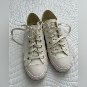 Converse Women's Cream Low-Top Sneakers with Gold Eyelets